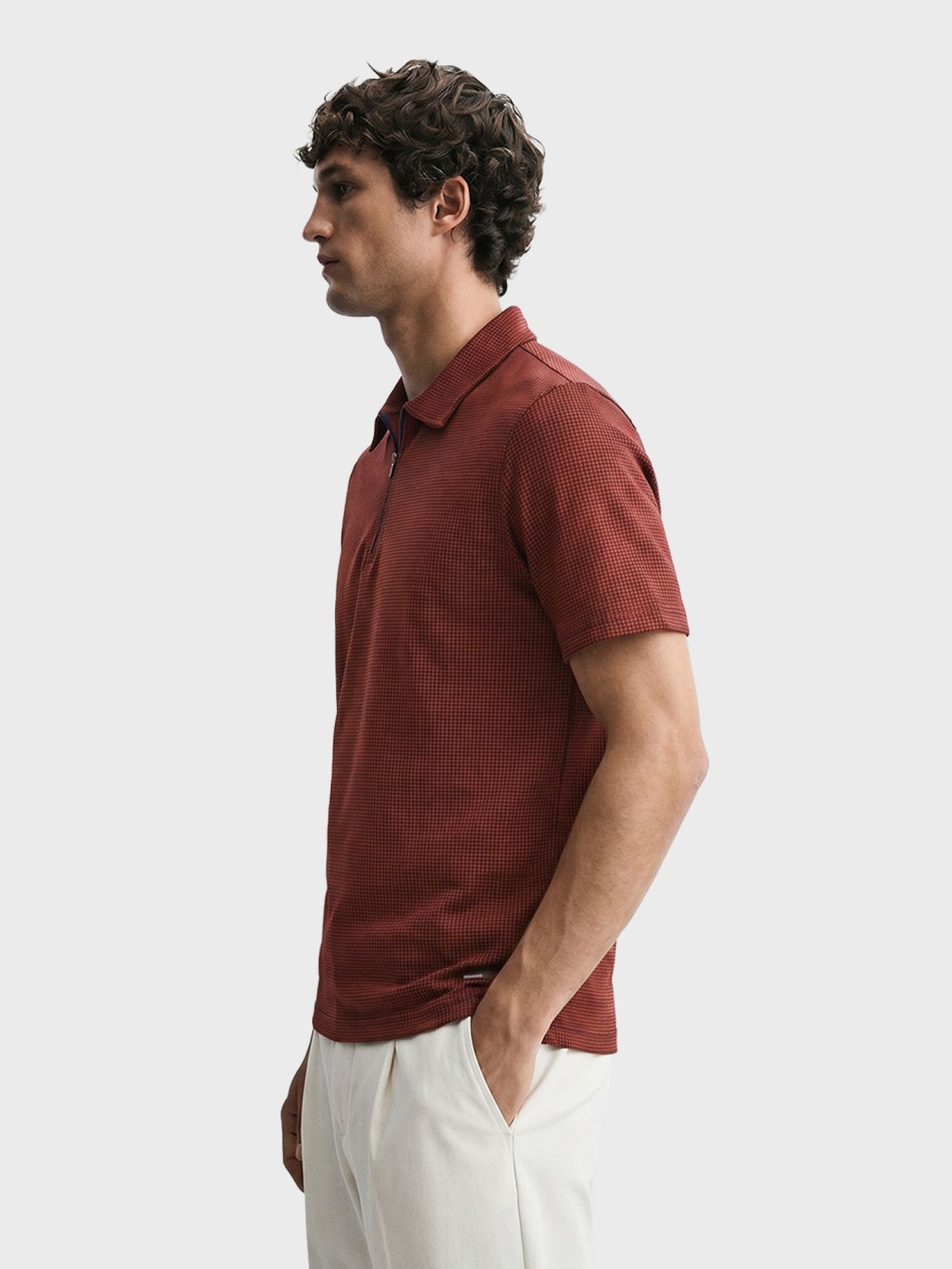 Men Slim Fit Geometric Polo T-Shirt