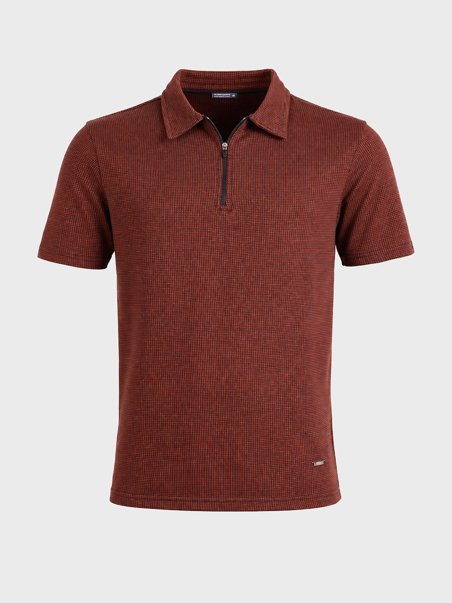 Men Slim Fit Geometric Polo T-Shirt