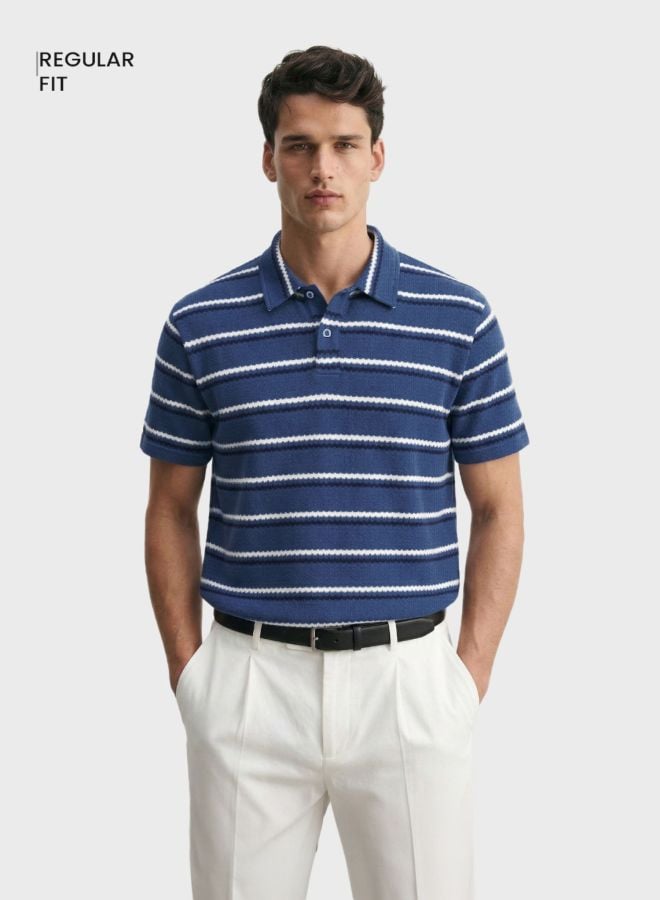 Men Regular Fit Striped Polo T-Shirt