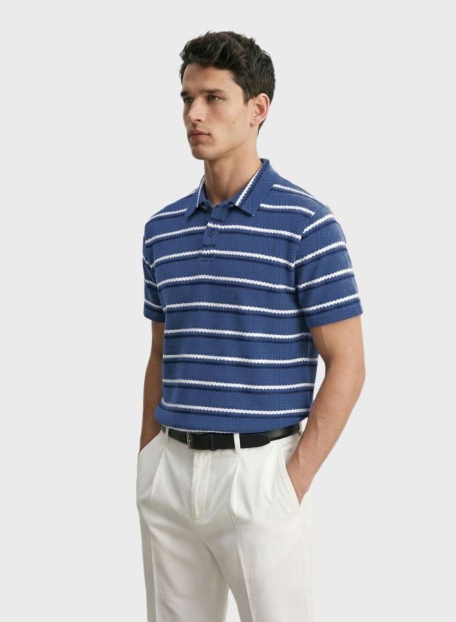 Men Regular Fit Striped Polo T-Shirt