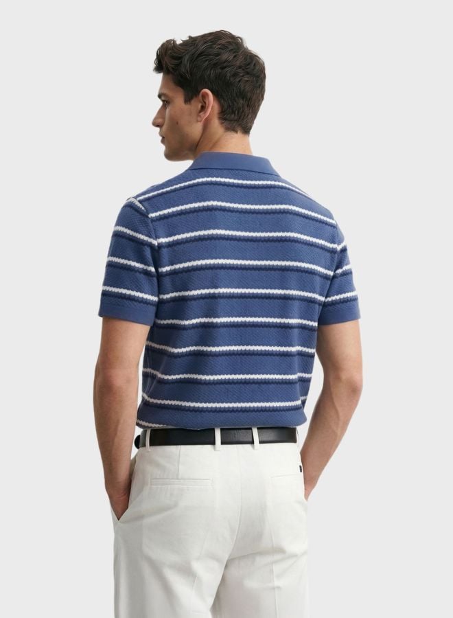Men Regular Fit Striped Polo T-Shirt