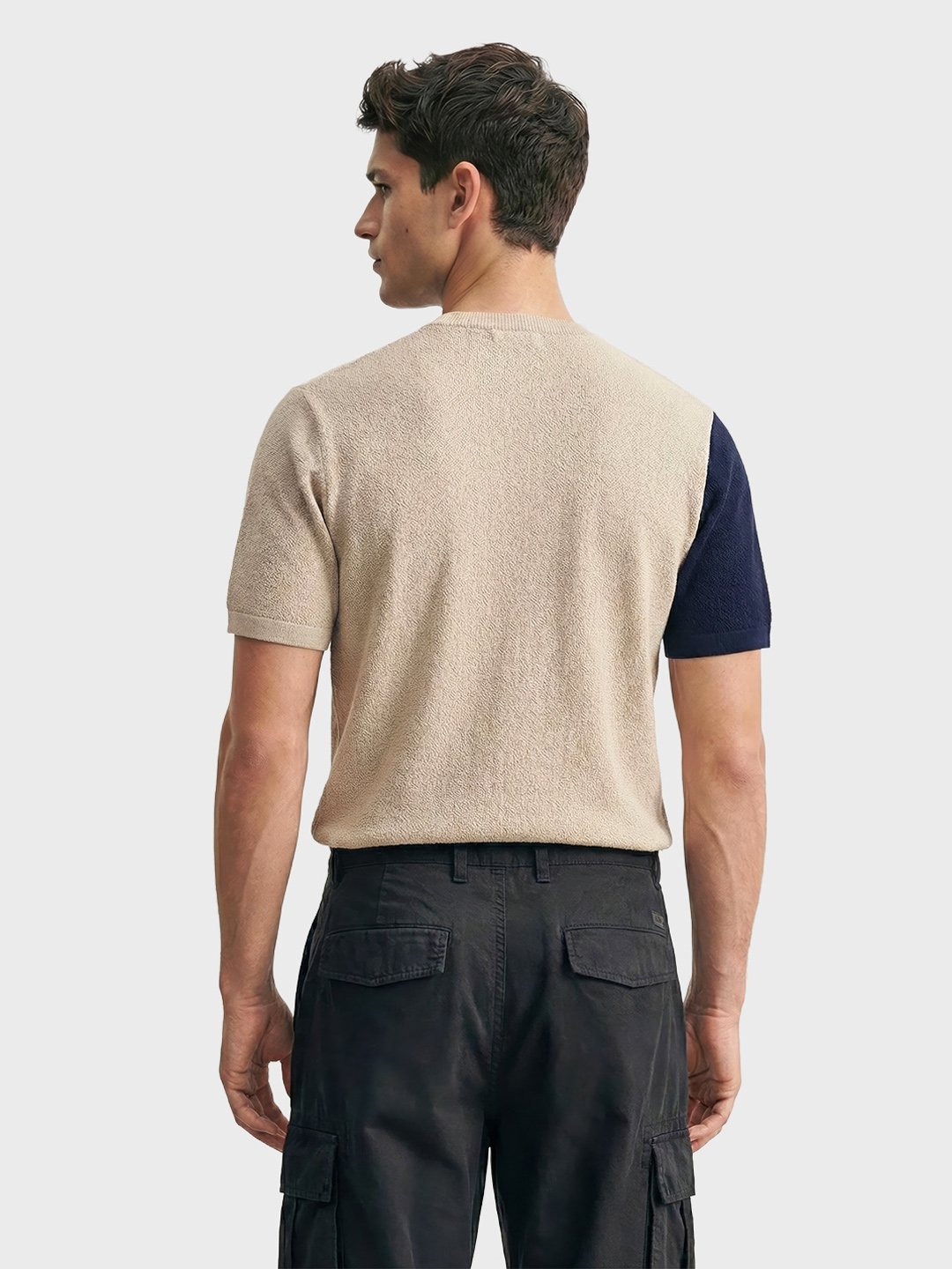 Men Slim Fit Color Block Crew Neck T-Shirt