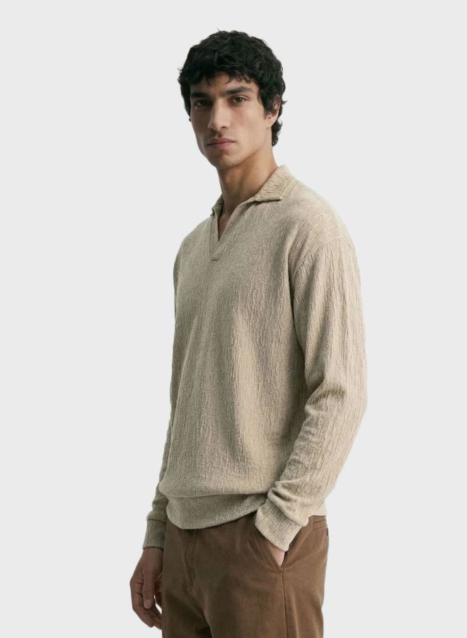 Men Oversized Textured Polo T-Shirt