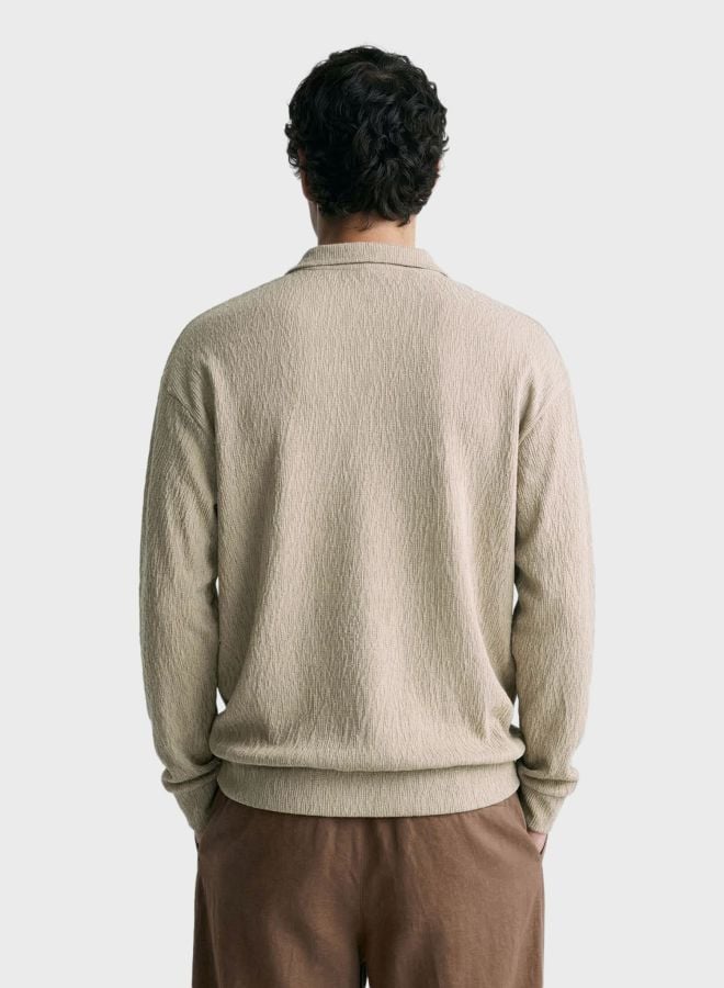 Men Oversized Textured Polo T-Shirt