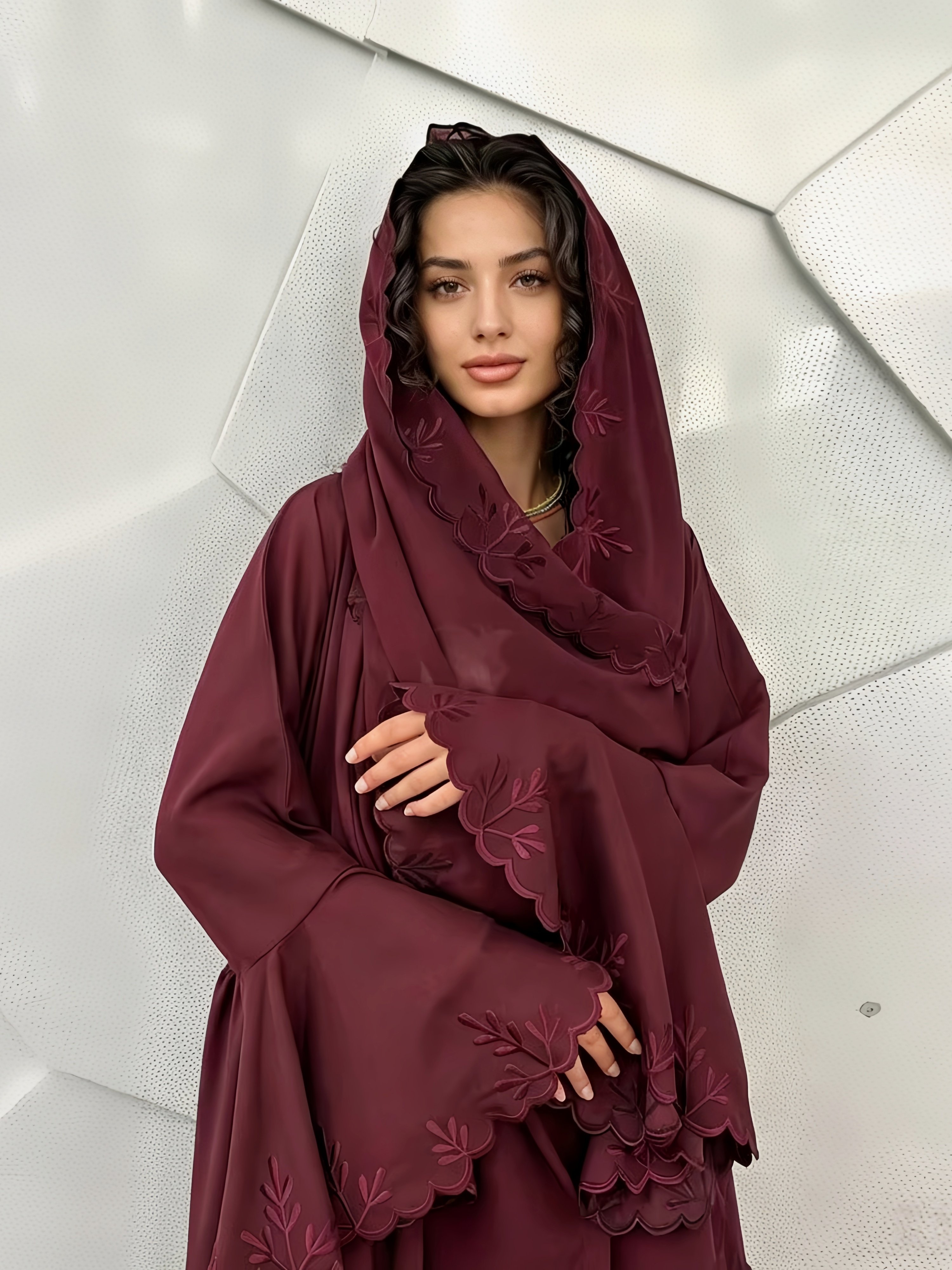 Red Solid Abaya