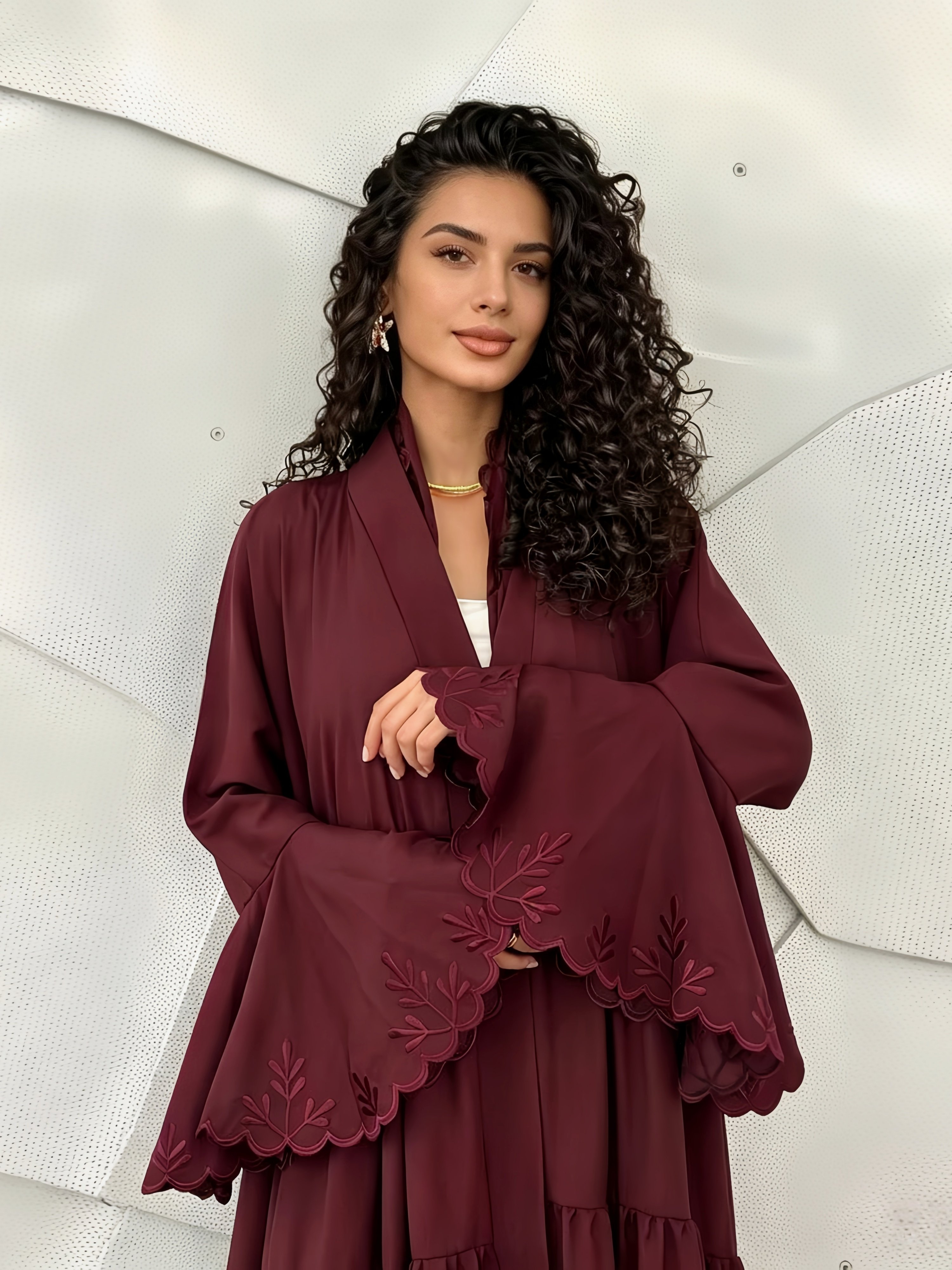 Red Solid Abaya