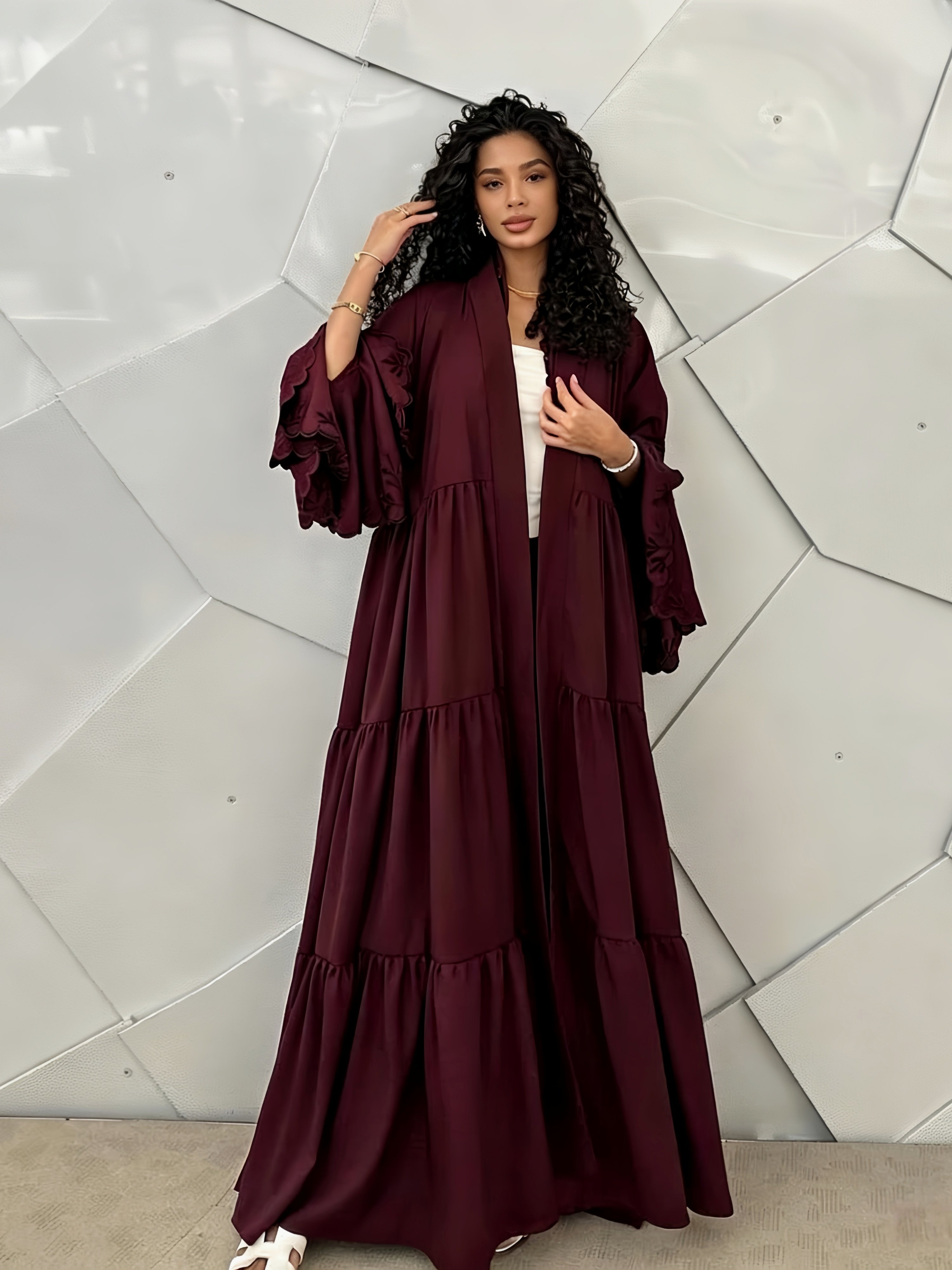 Red Solid Abaya