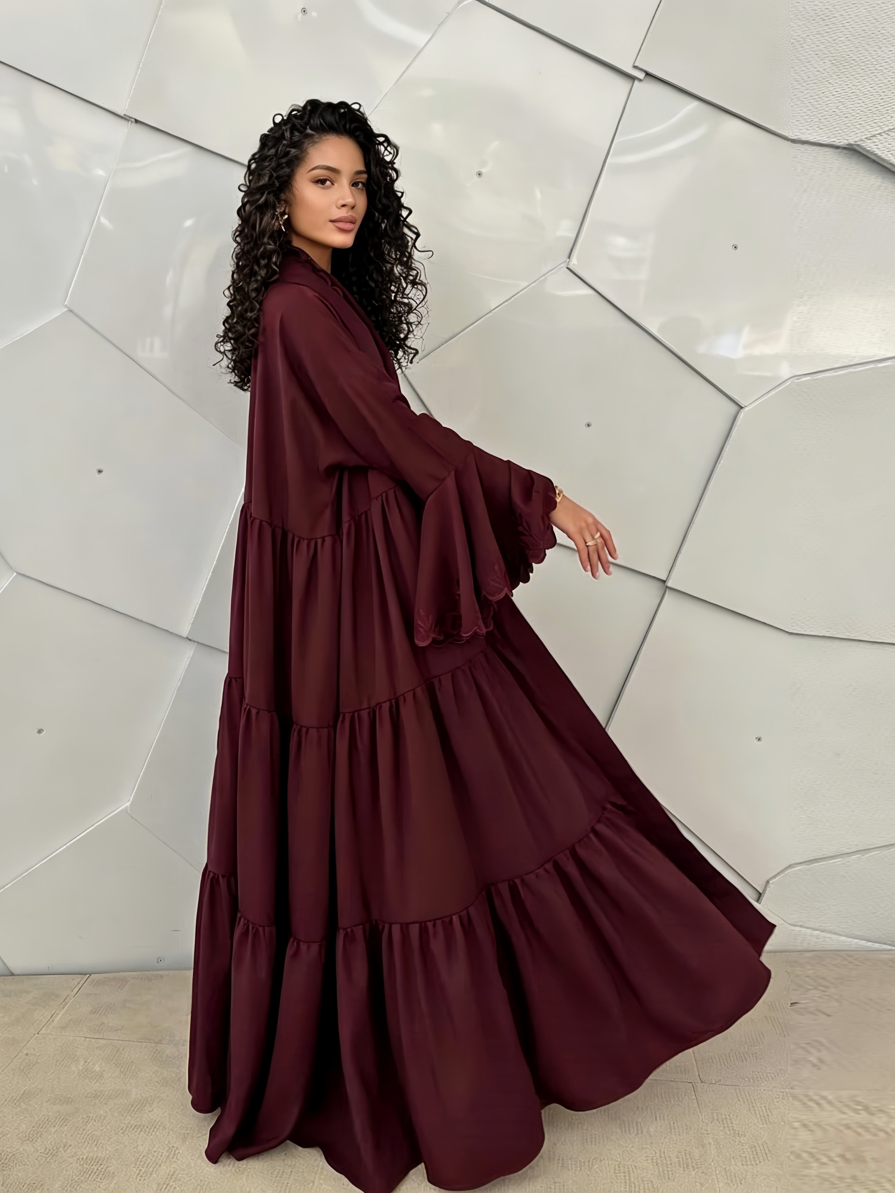 Red Solid Abaya