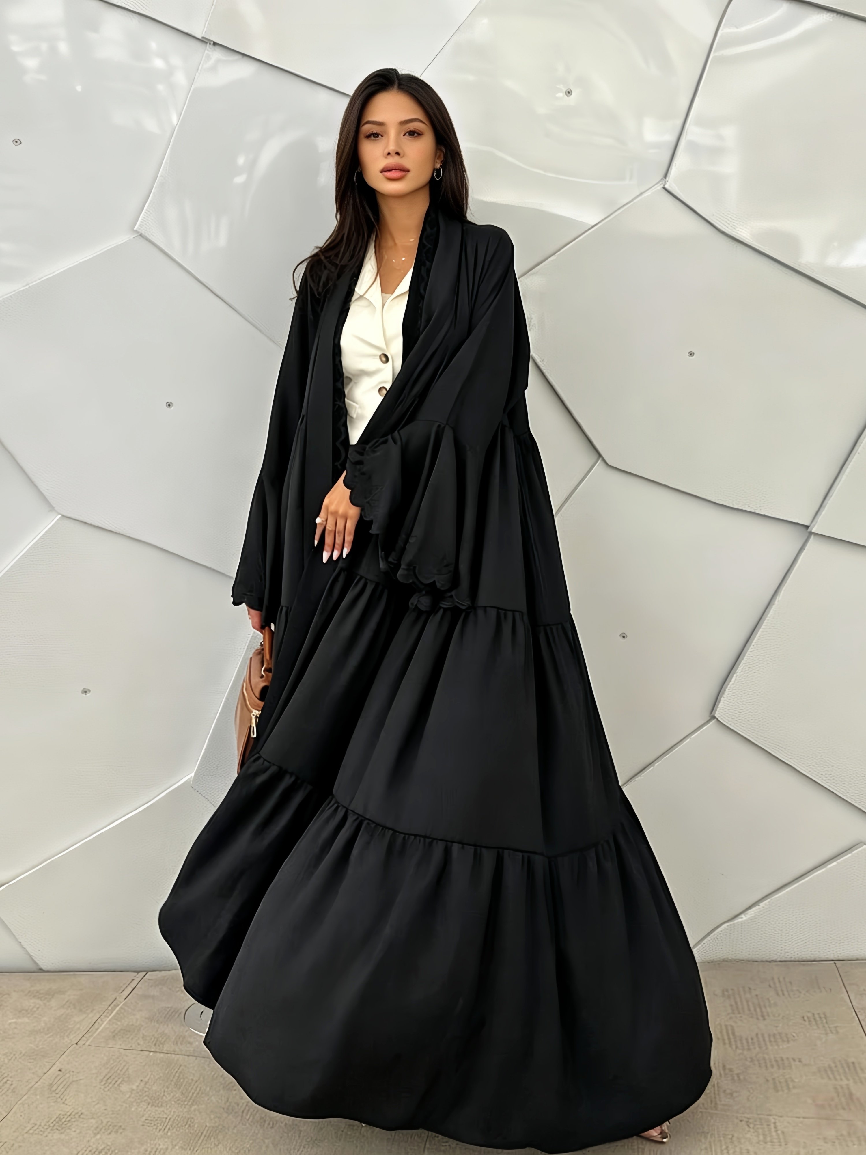 Black Tiered Abaya