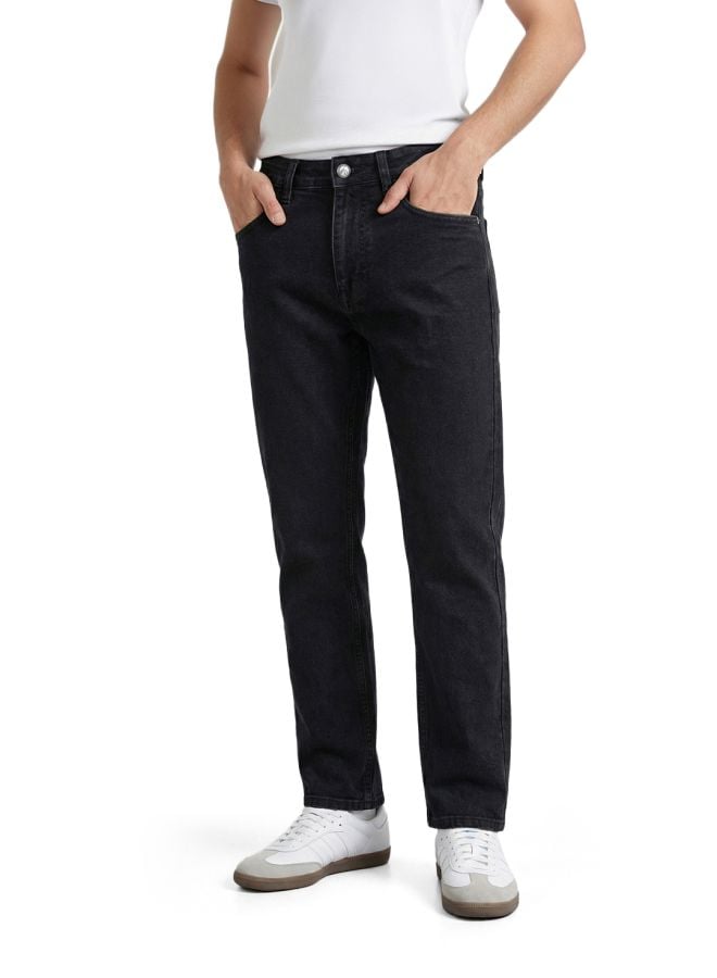 Men Slim Straight Fit Solid Jeans