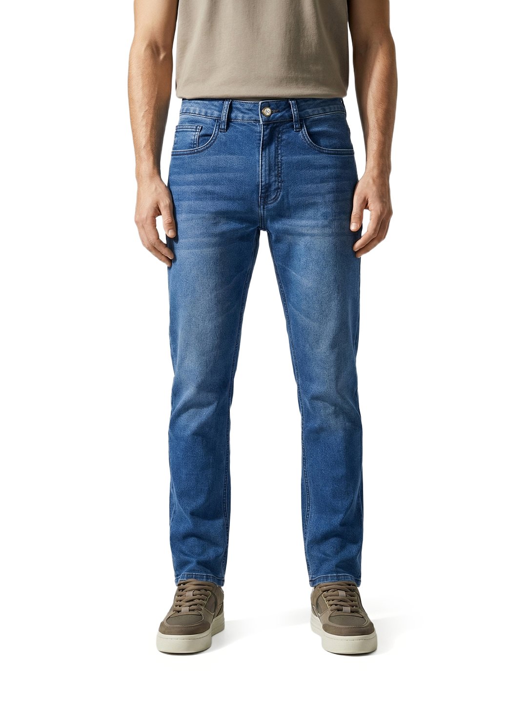 Men Slim Straight Fit Solid Jeans