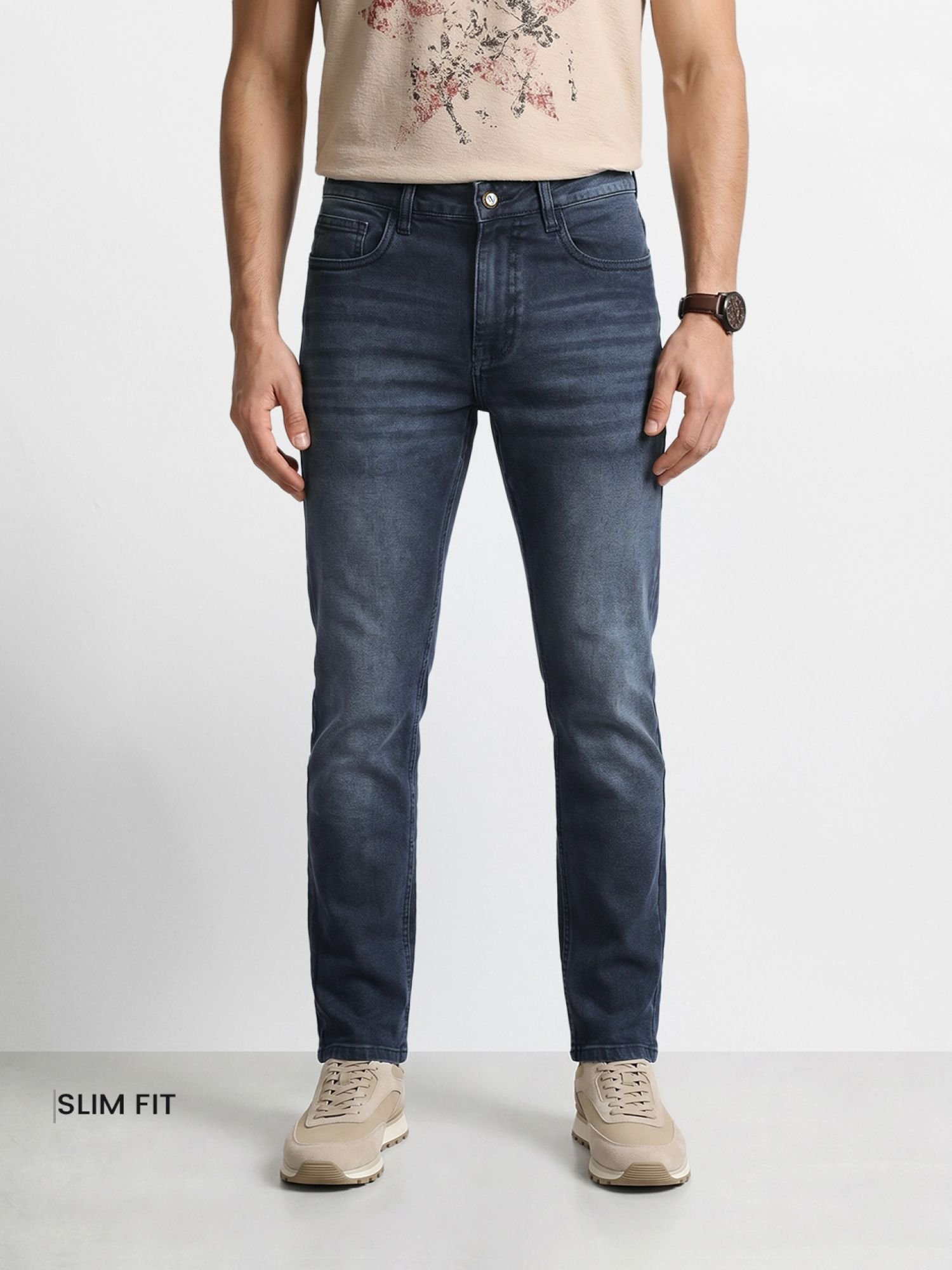 Men Slim Fit Solid Jeans