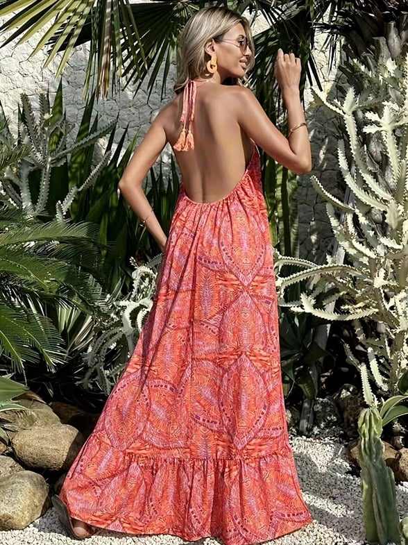 Multi-Color Bohemian A-Line Sleeveless Dress