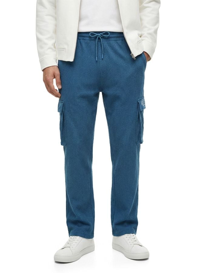 Men Relaxed Fit Self Design Mid-Rise Joggers