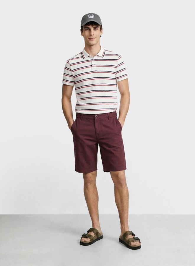 Men Slim Fit Solid Mid-Rise Shorts
