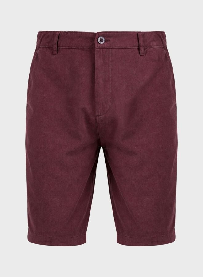 Men Slim Fit Solid Mid-Rise Shorts