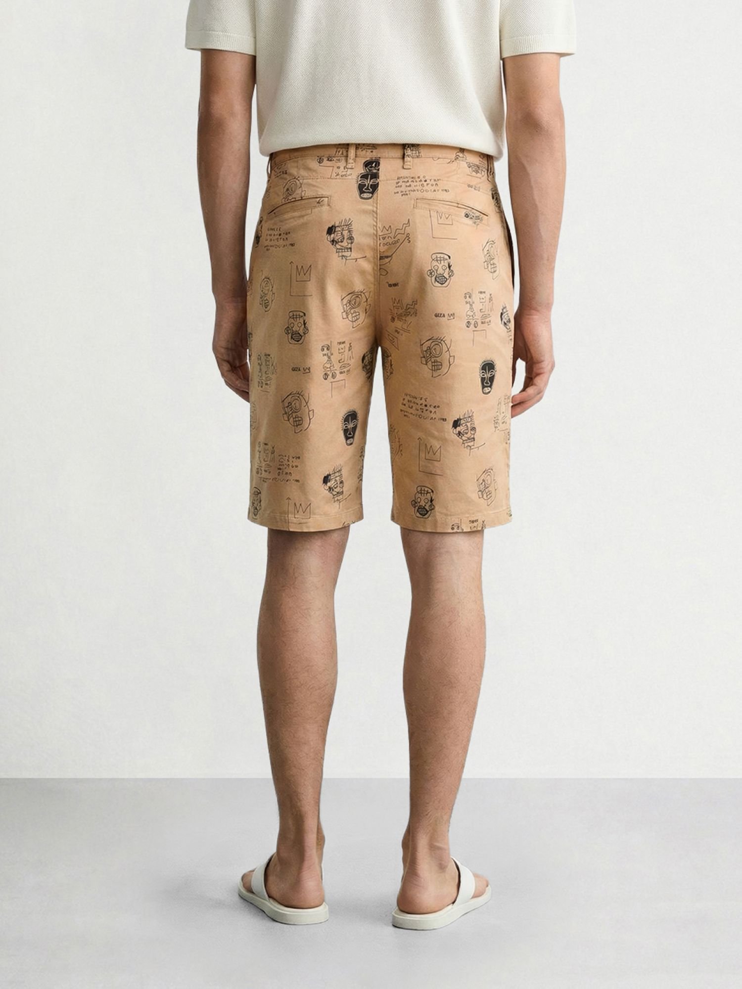Men Slim Fit Doodle Mid-Rise Chino Shorts