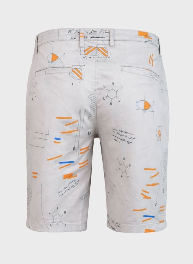 Men Slim Fit Doodle Mid-Rise Chino Shorts