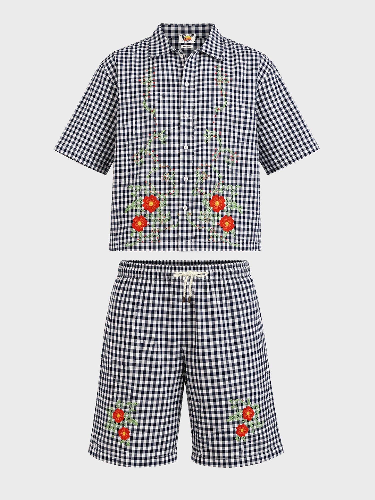 Men Oversized Gingham Shirt and Shorts Co-Ord Set