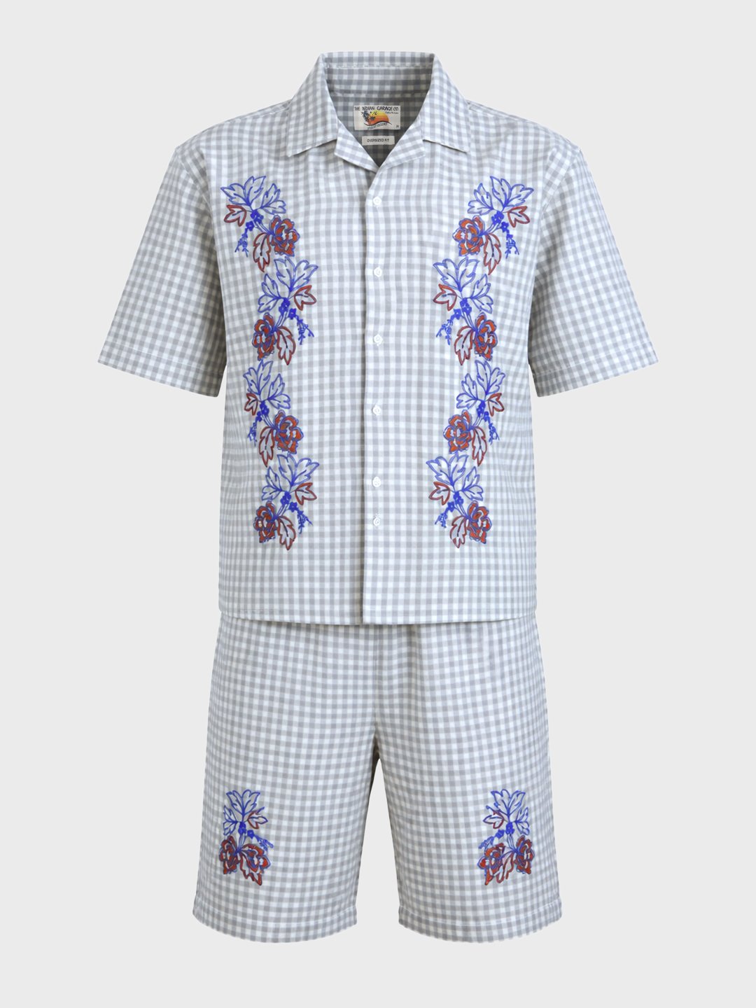 Men Oversized Gingham Shirt and Shorts Co-Ord Set