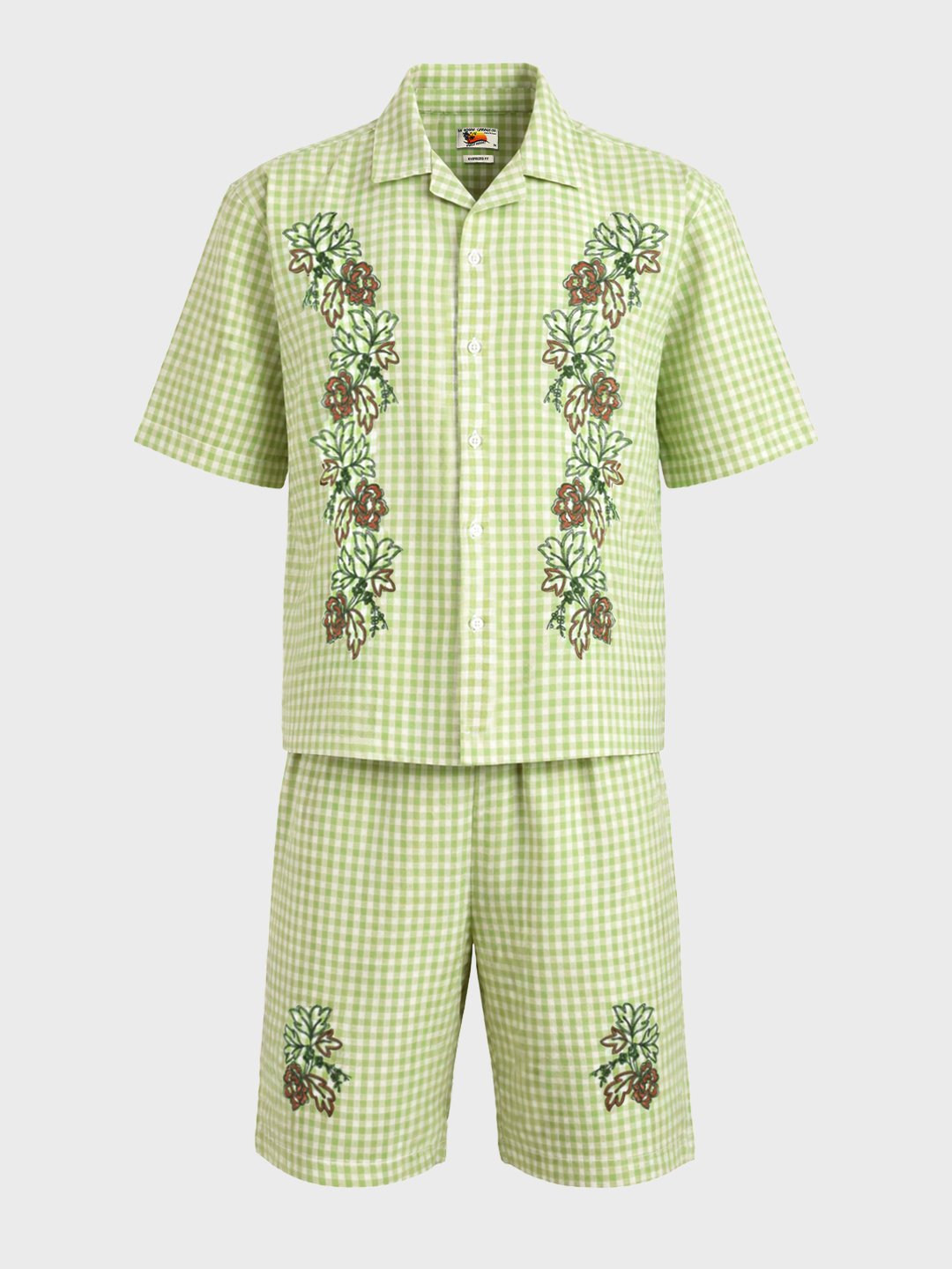 Men Oversized Gingham Shirt and Shorts Co-Ord Set