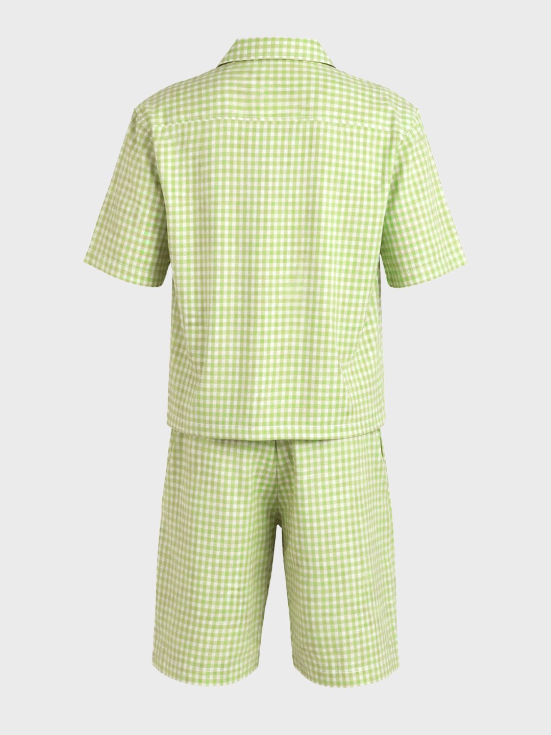 Men Oversized Gingham Shirt and Shorts Co-Ord Set