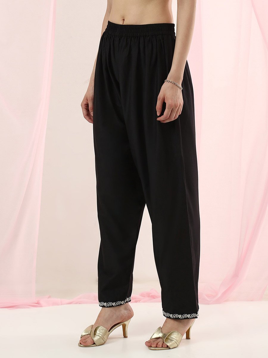 Black Embroidered Kurta Set with Dupatta