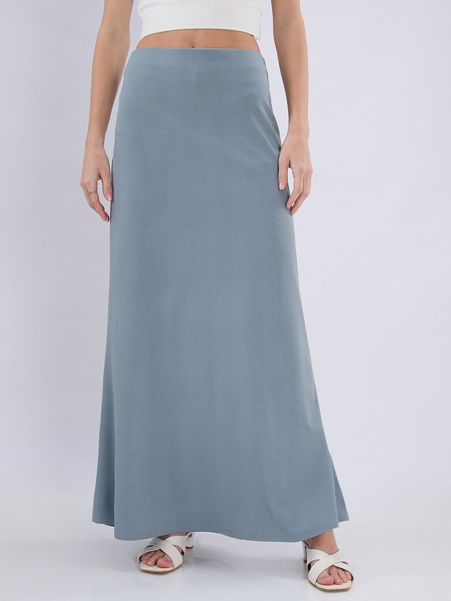 Blue Maxi Flared Skirt