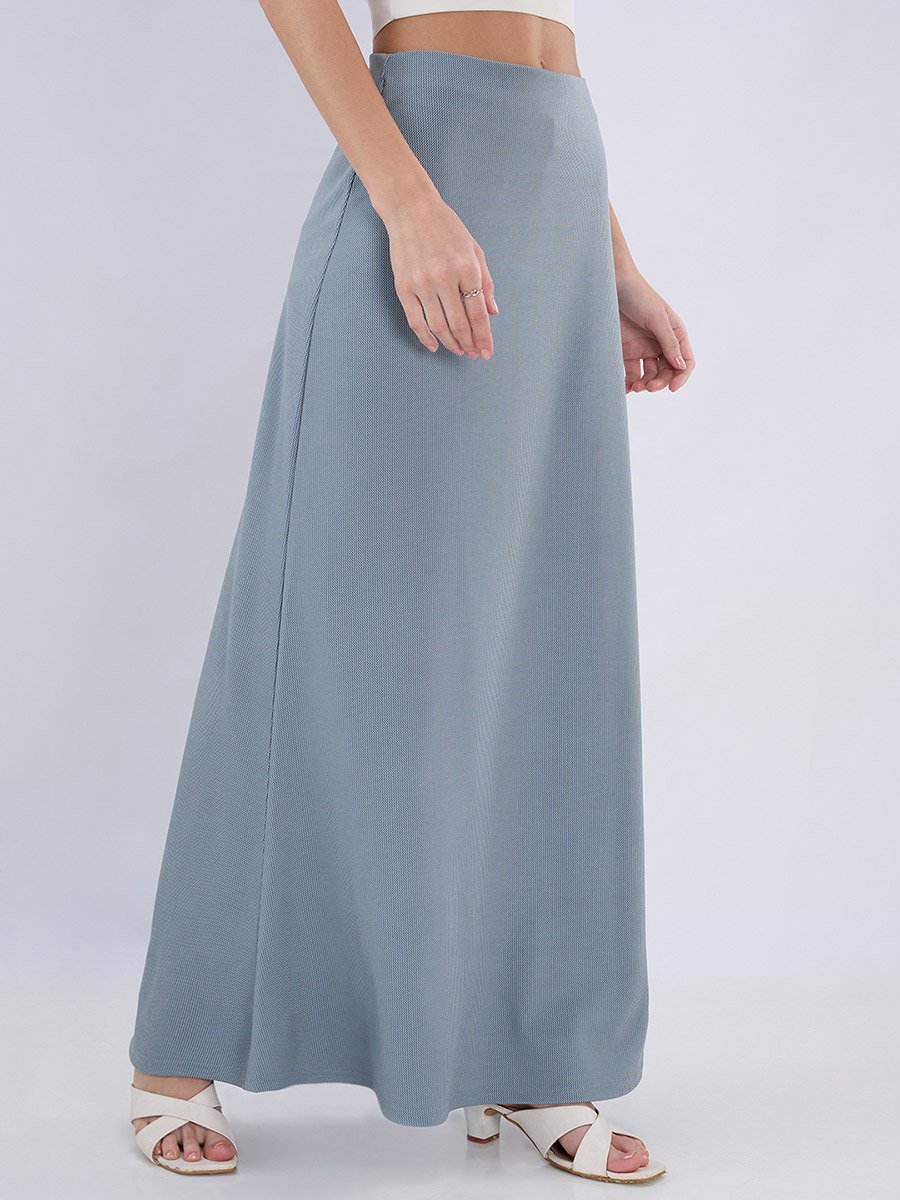 Blue Maxi Flared Skirt