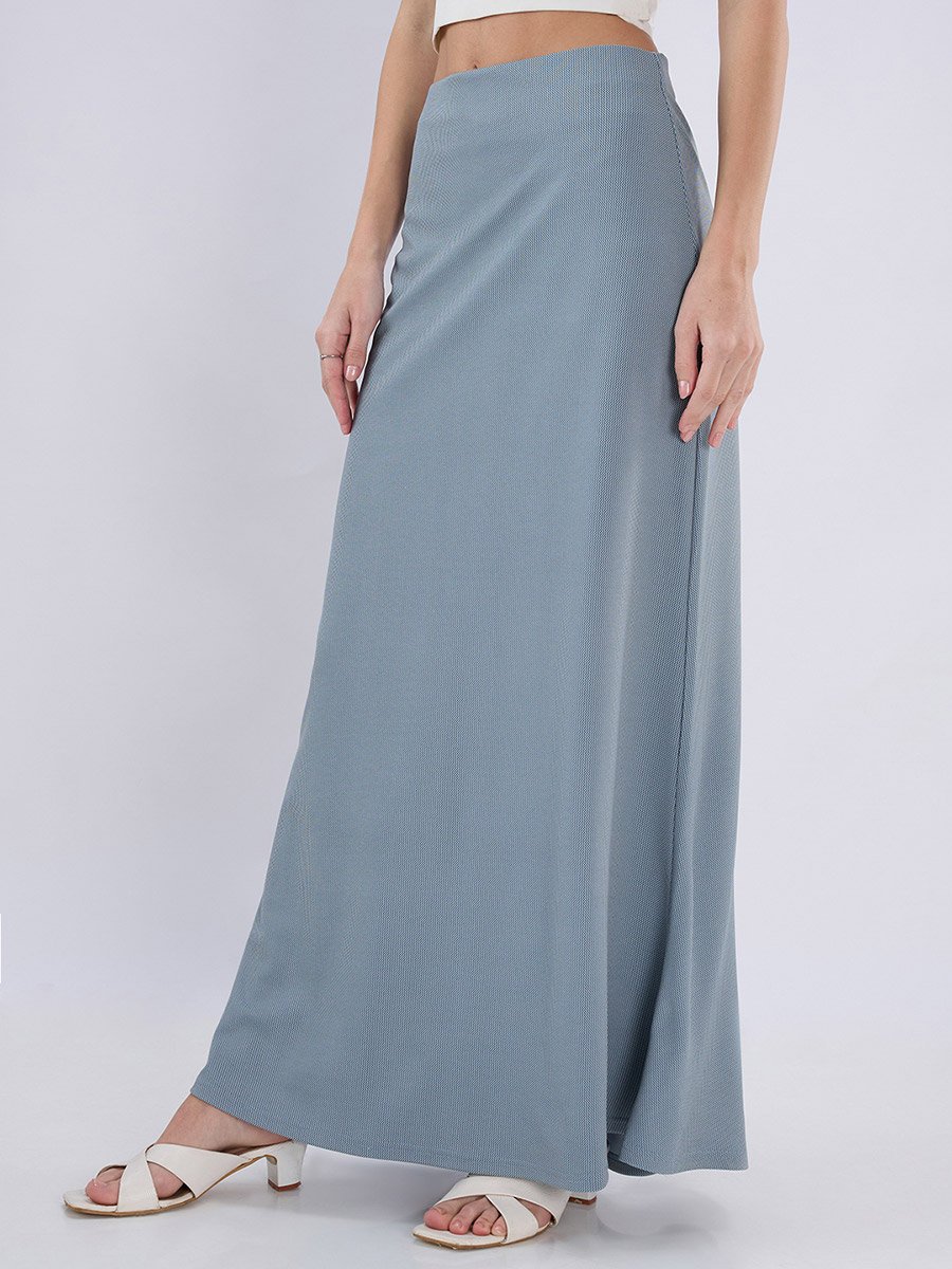 Blue Maxi Flared Skirt