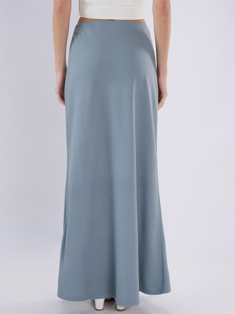 Blue Maxi Flared Skirt