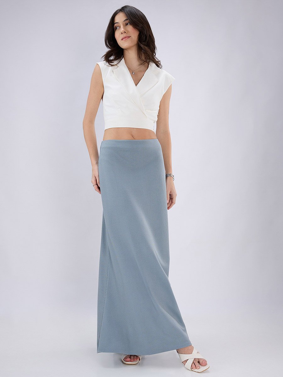 Blue Maxi Flared Skirt