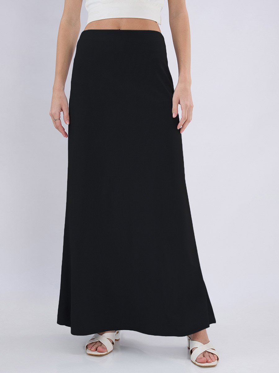 Black Flared Maxi Skirt - Modest