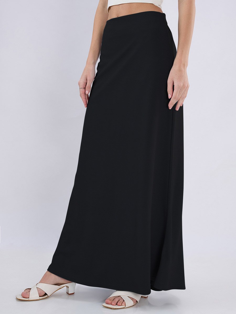Black Flared Maxi Skirt - Modest