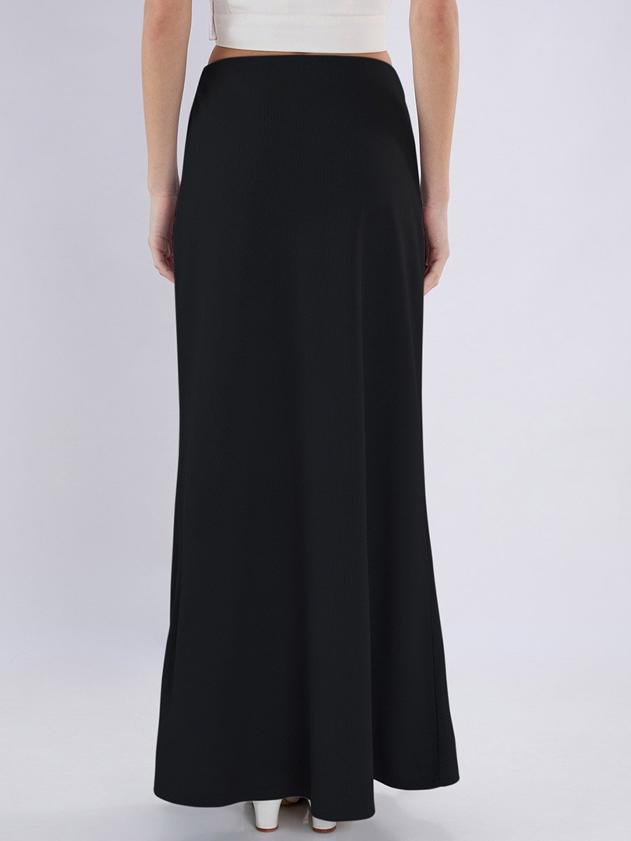Black Flared Maxi Skirt - Modest