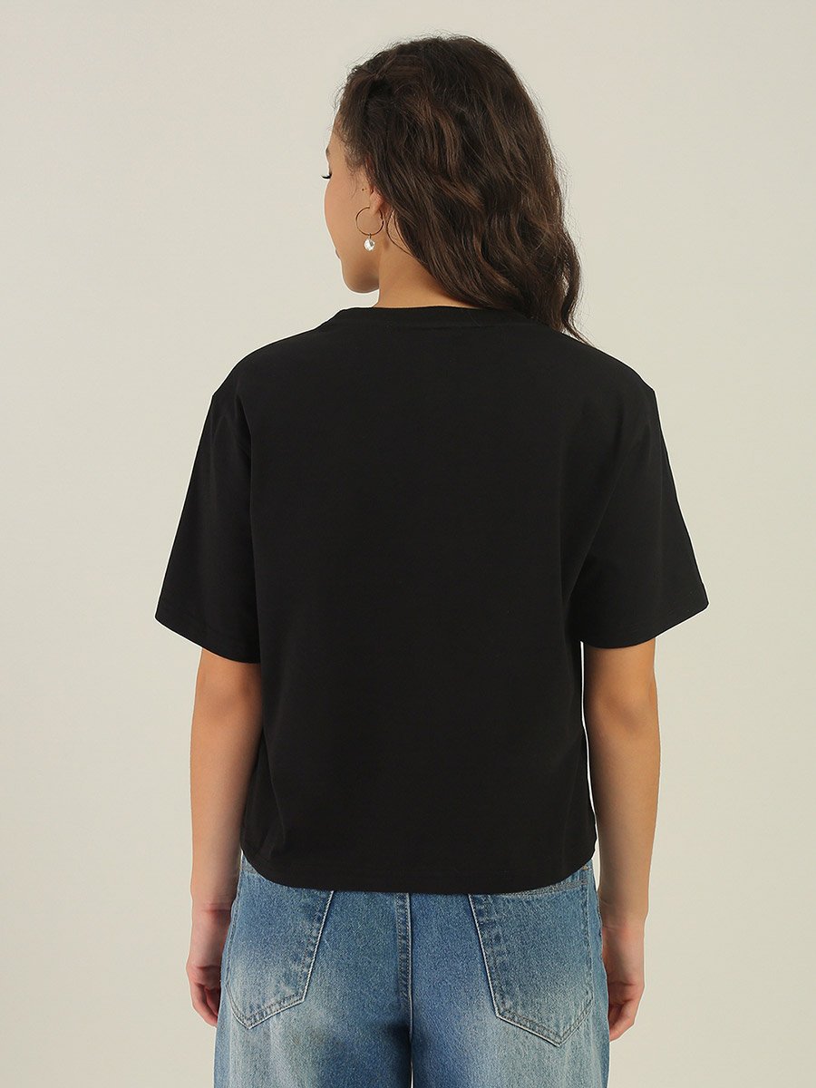 Black Bang Highland Cow Graphic Print Regular Fit T-Shirt