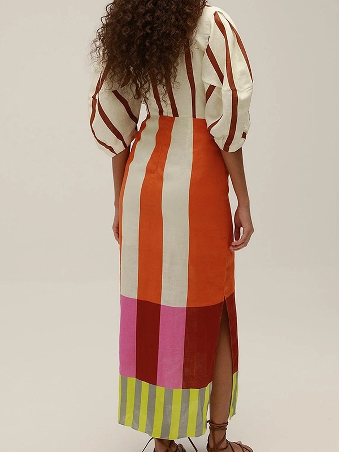 Striped Tie-Front Detail Maxi Dress