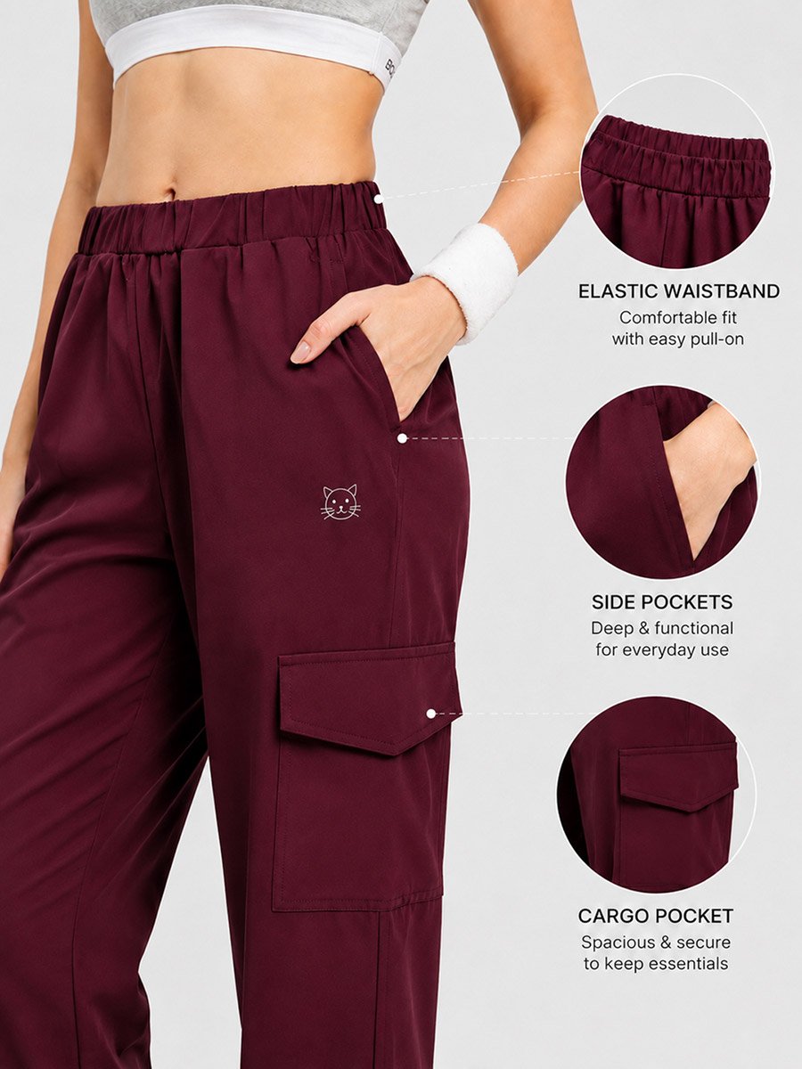 Burgundy Super Comfort Cargo Track Pants