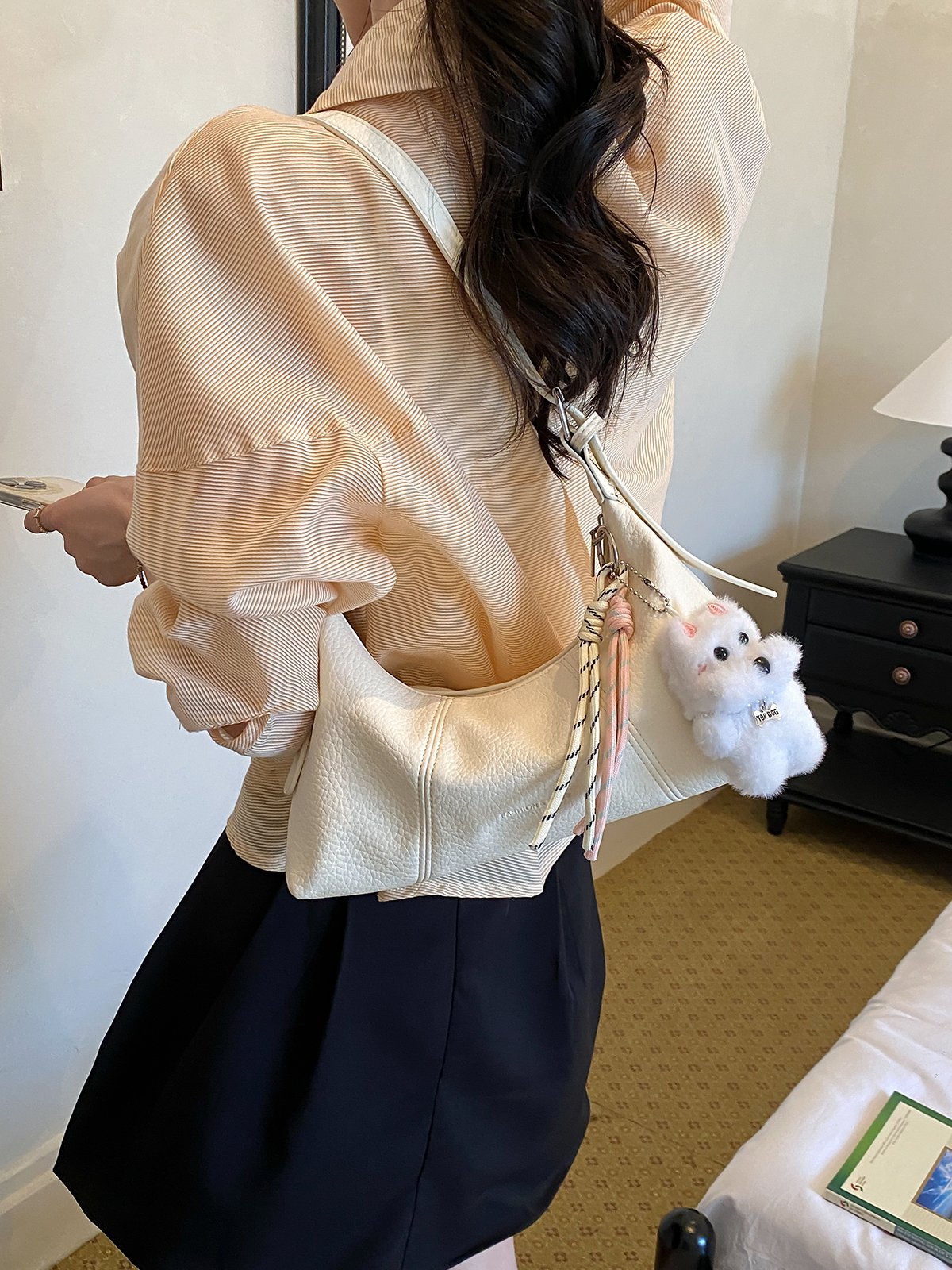 Plain Shoulder Bag with Adjustable Strap