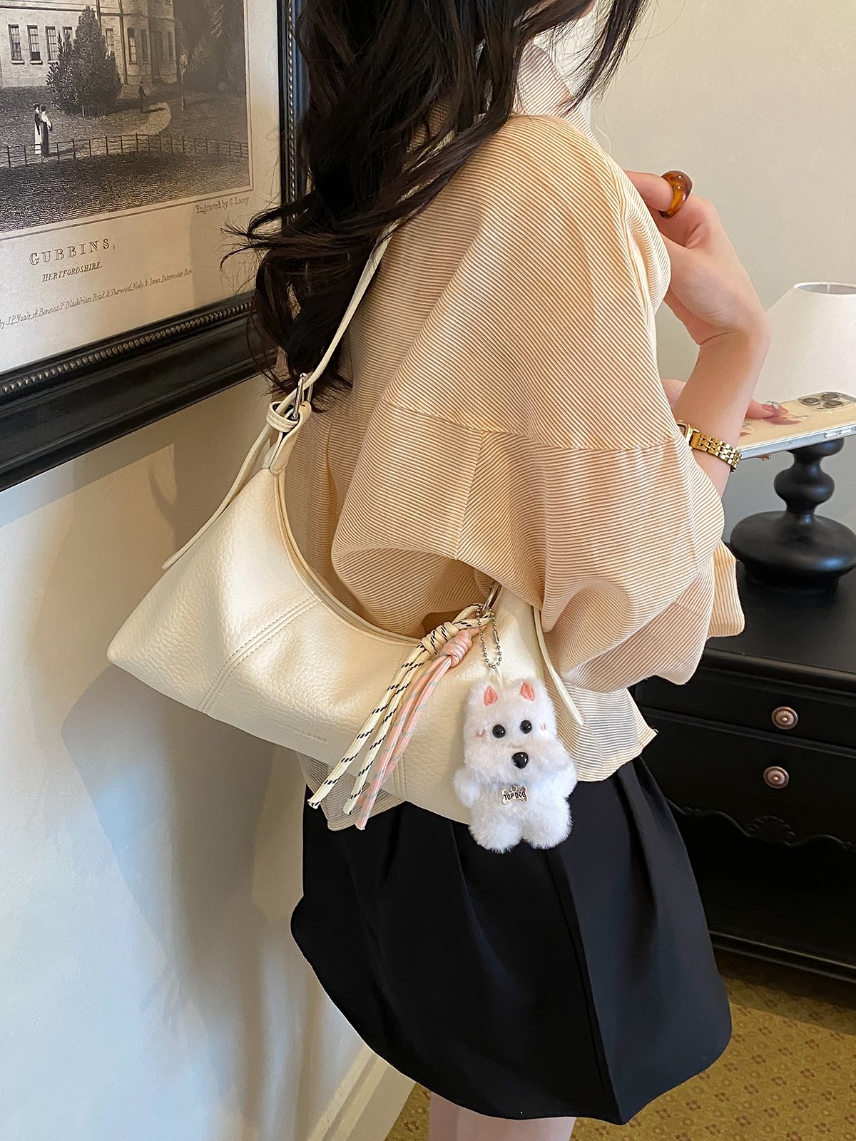 Plain Shoulder Bag with Adjustable Strap