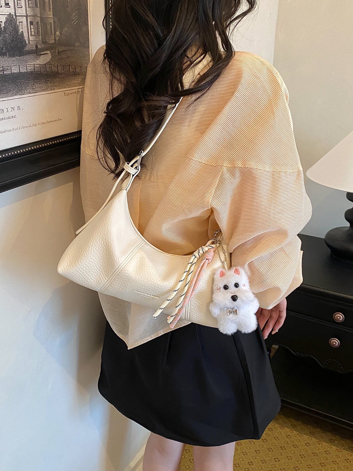 Plain Shoulder Bag with Adjustable Strap