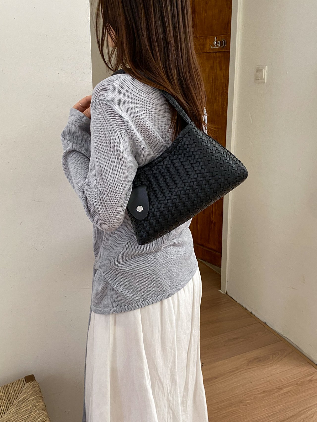 Woven Textured Shoulder Bag