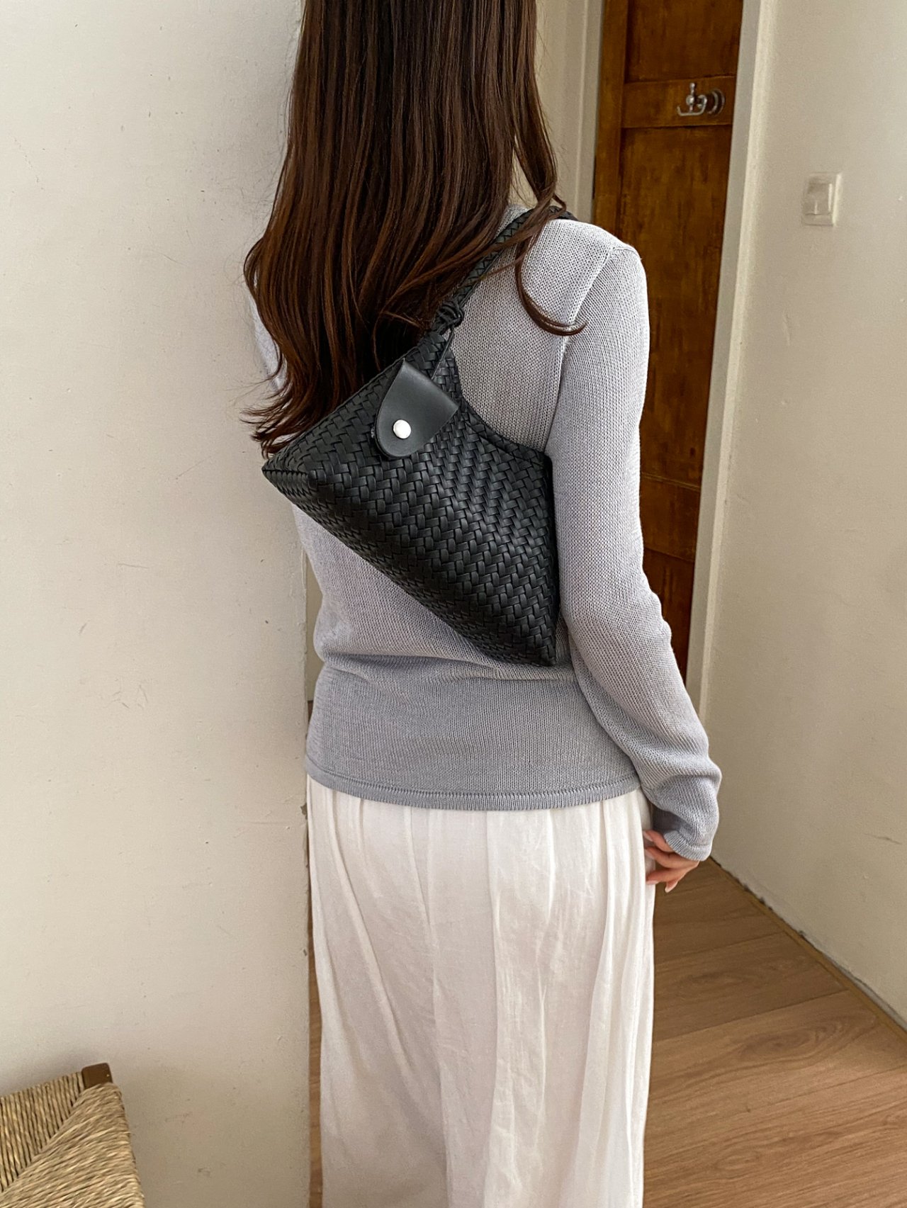 Woven Textured Shoulder Bag