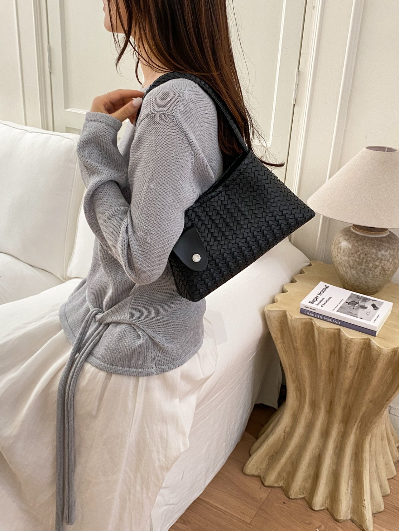 Woven Textured Shoulder Bag