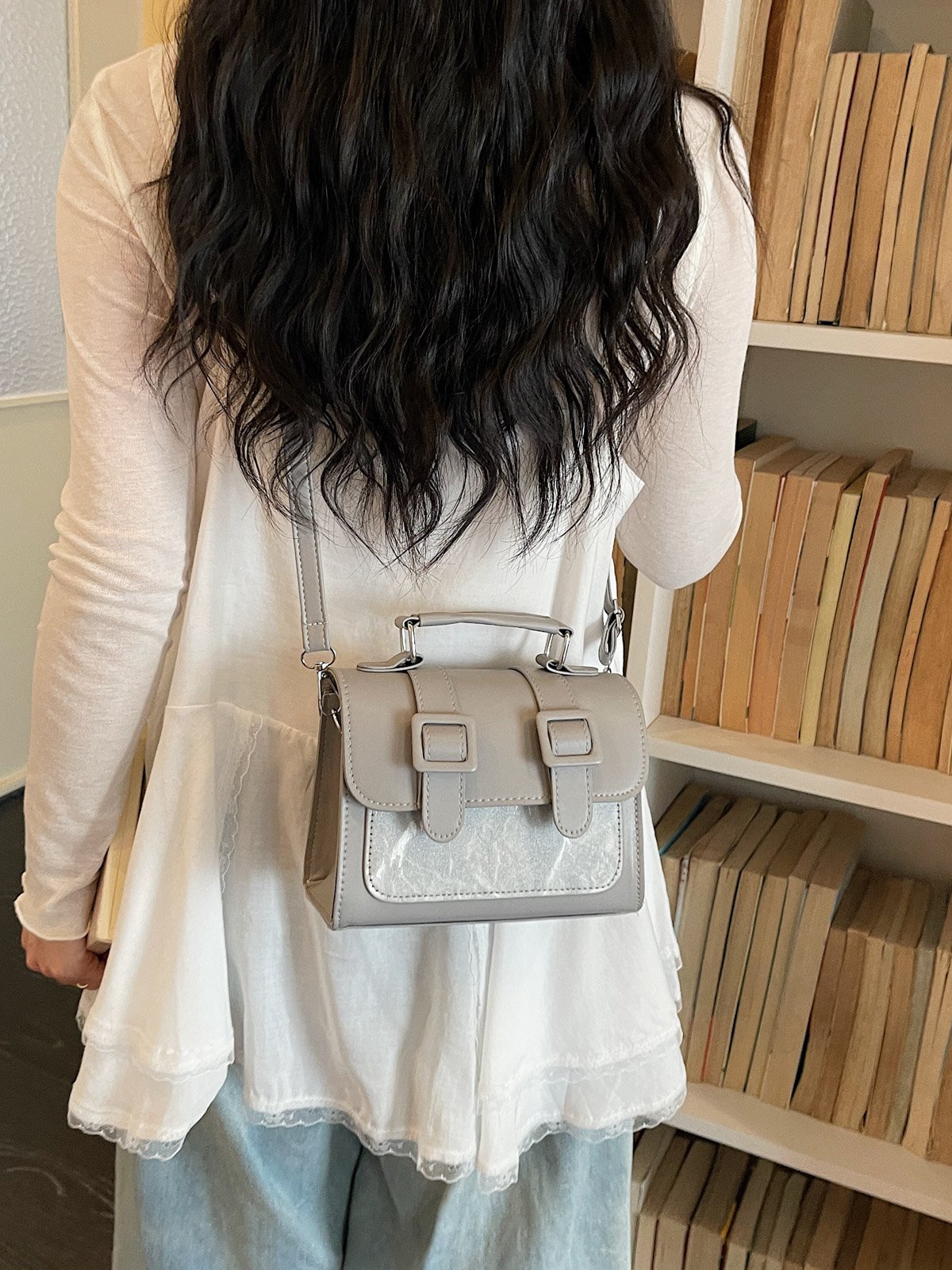 Solid Flap Handbag with Detachable Strap