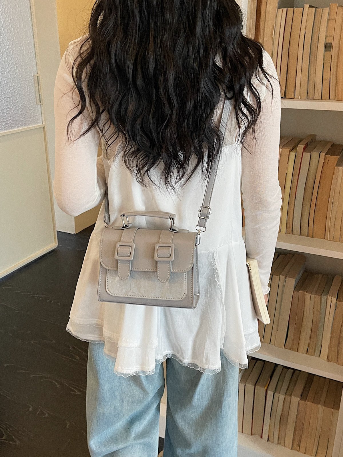 Solid Flap Handbag with Detachable Strap