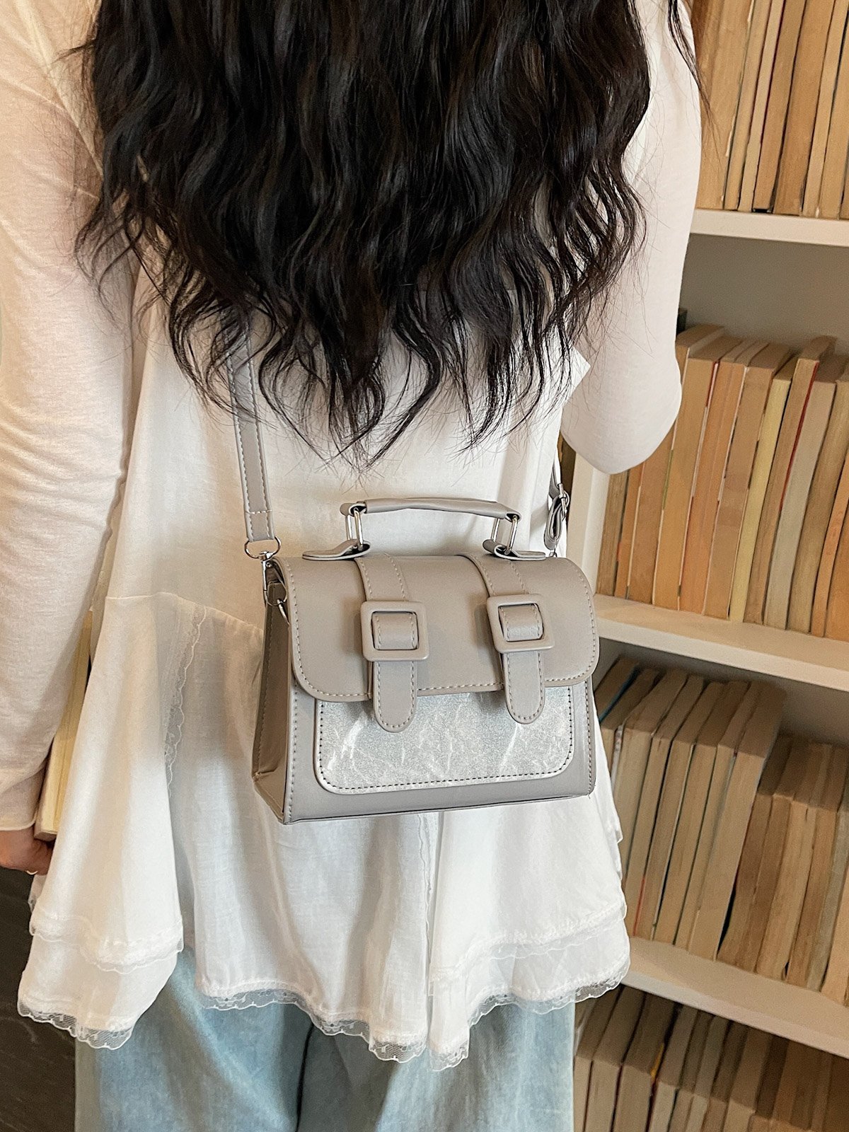 Solid Flap Handbag with Detachable Strap