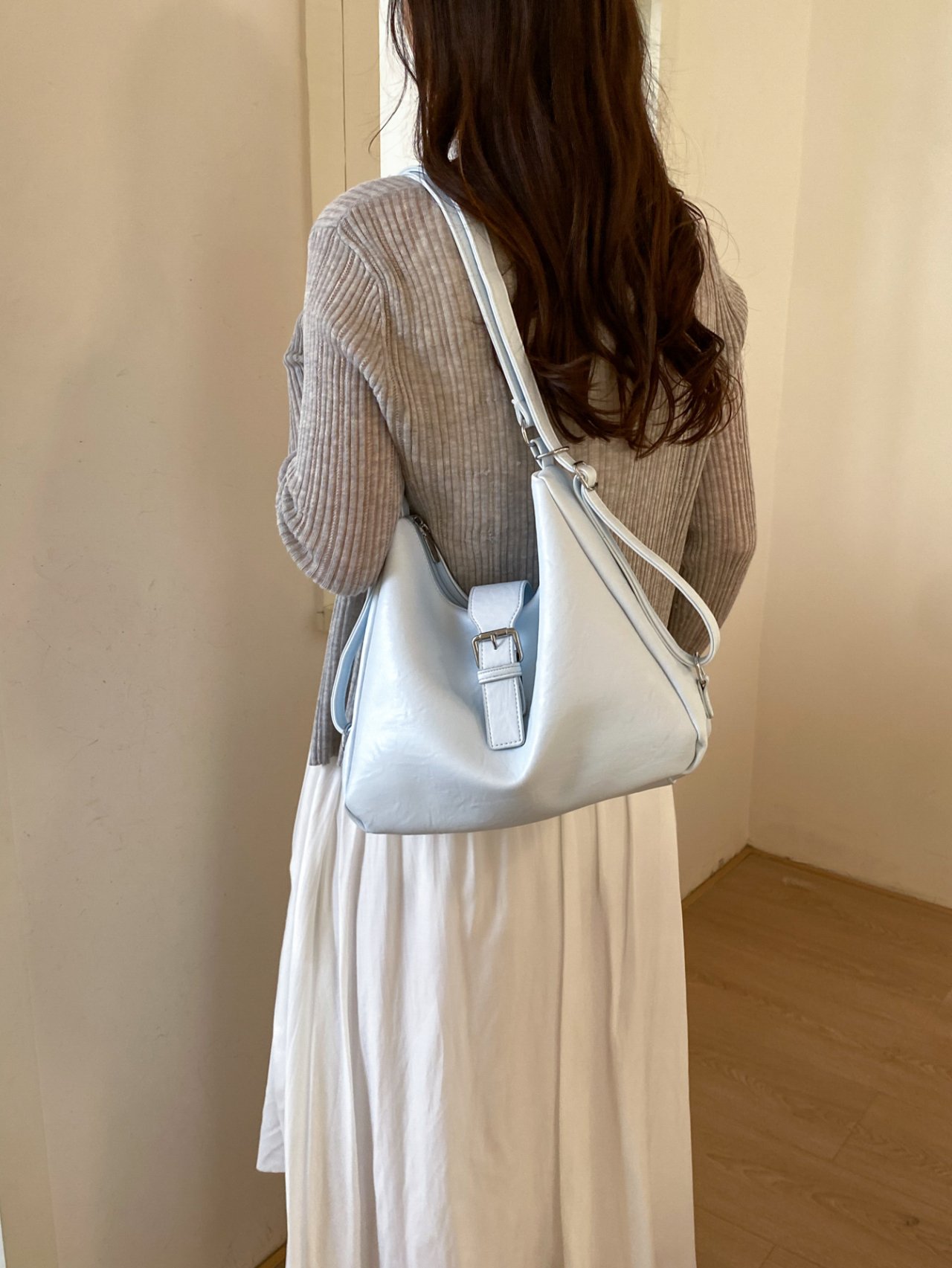 Solid Shoulder Bag with Plush Charm