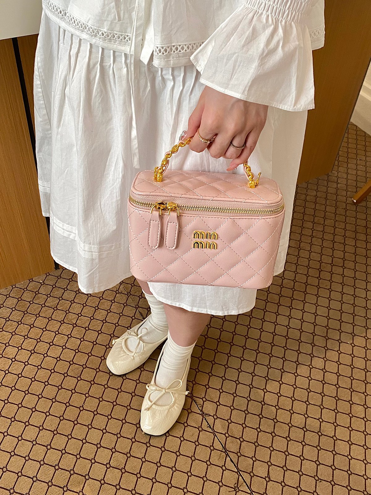 Quilted Zip Around Handbag