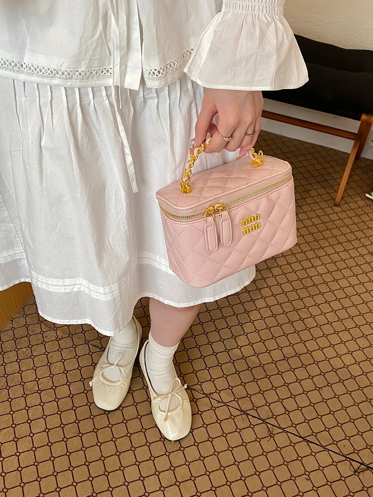 Quilted Zip Around Handbag